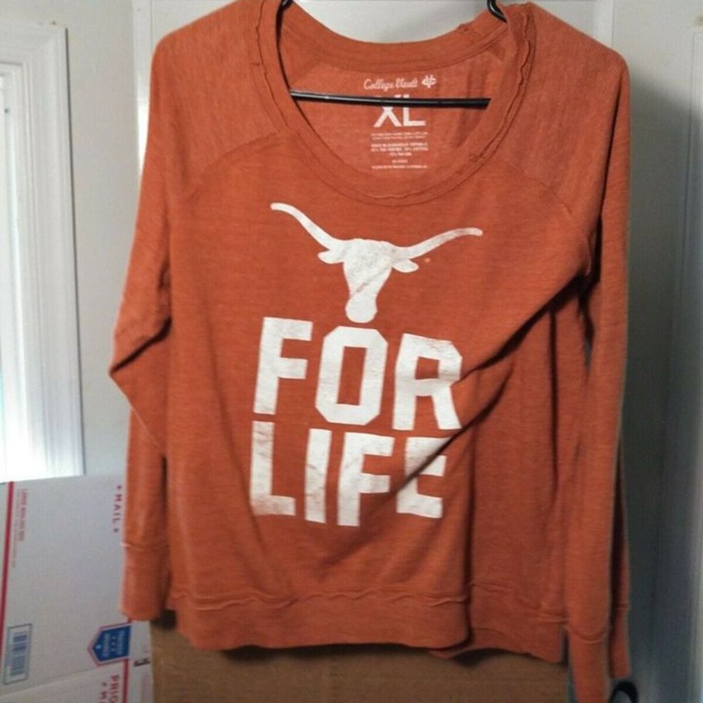 Women's XL Orange Round Neck Sweater College Vault Texas LongHorns For Life